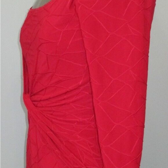 Wrapper Vintage Red Draped Blouse Womens Size L Textured 3/4 Sleeve - Picture 2 of 4